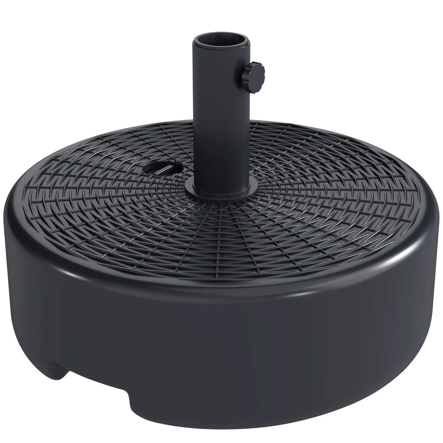 Patio Umbrella Base With Handle, 1.5" And 1.9" Poles, Black