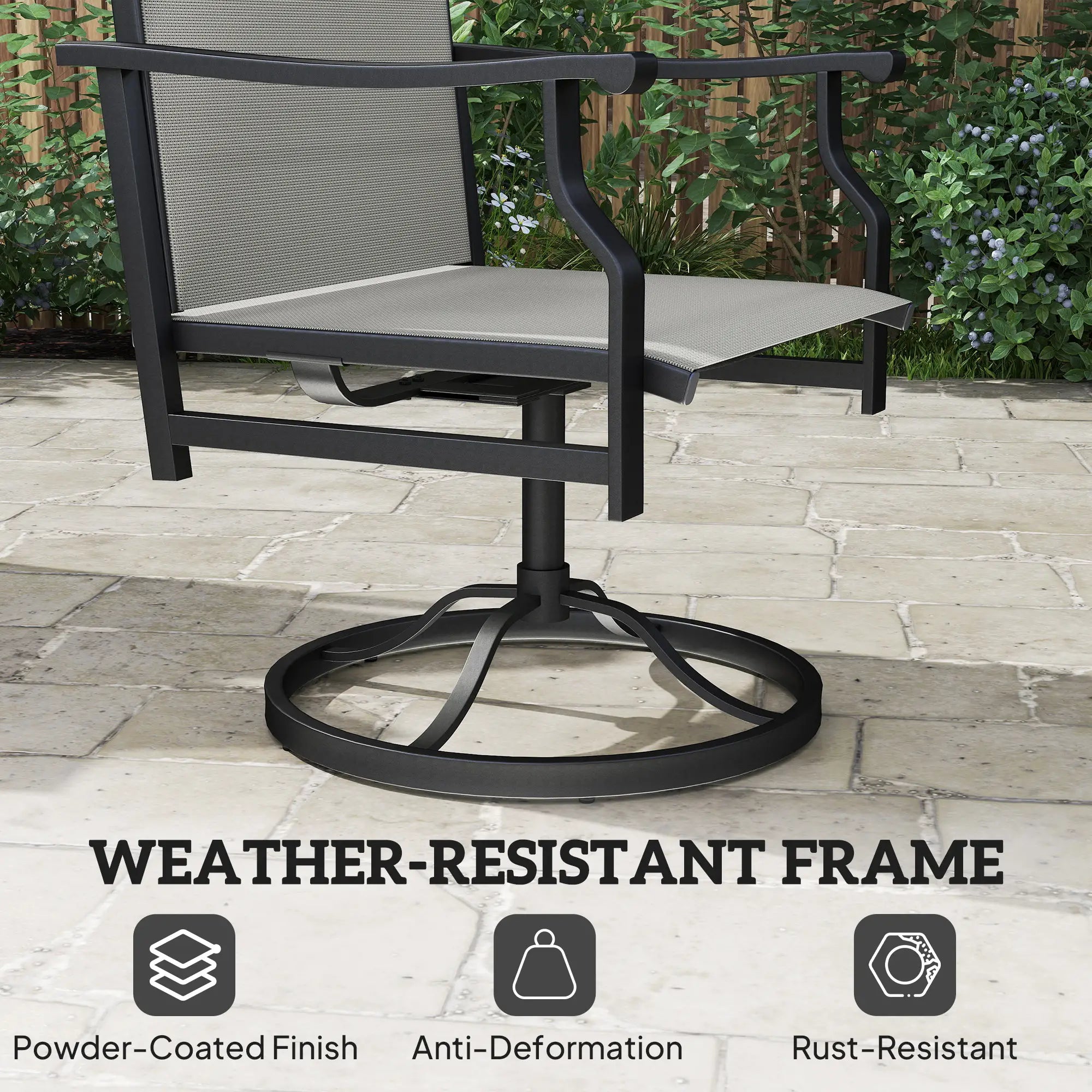 Swivel Rocker Outdoor Chair Set, 2 High Back Chairs, Light Grey Bistro Sets at Gallery Canada