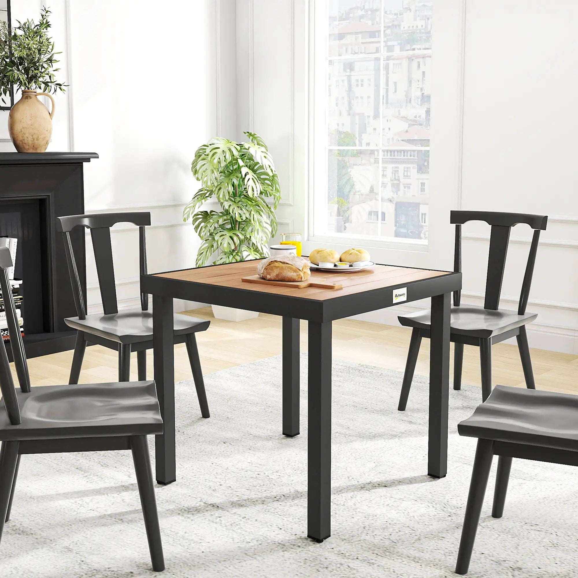 Square Aluminum Patio Dining Table for 4, Outdoor Garden Lawn, Natural Patio Dinning Tables at Gallery Canada