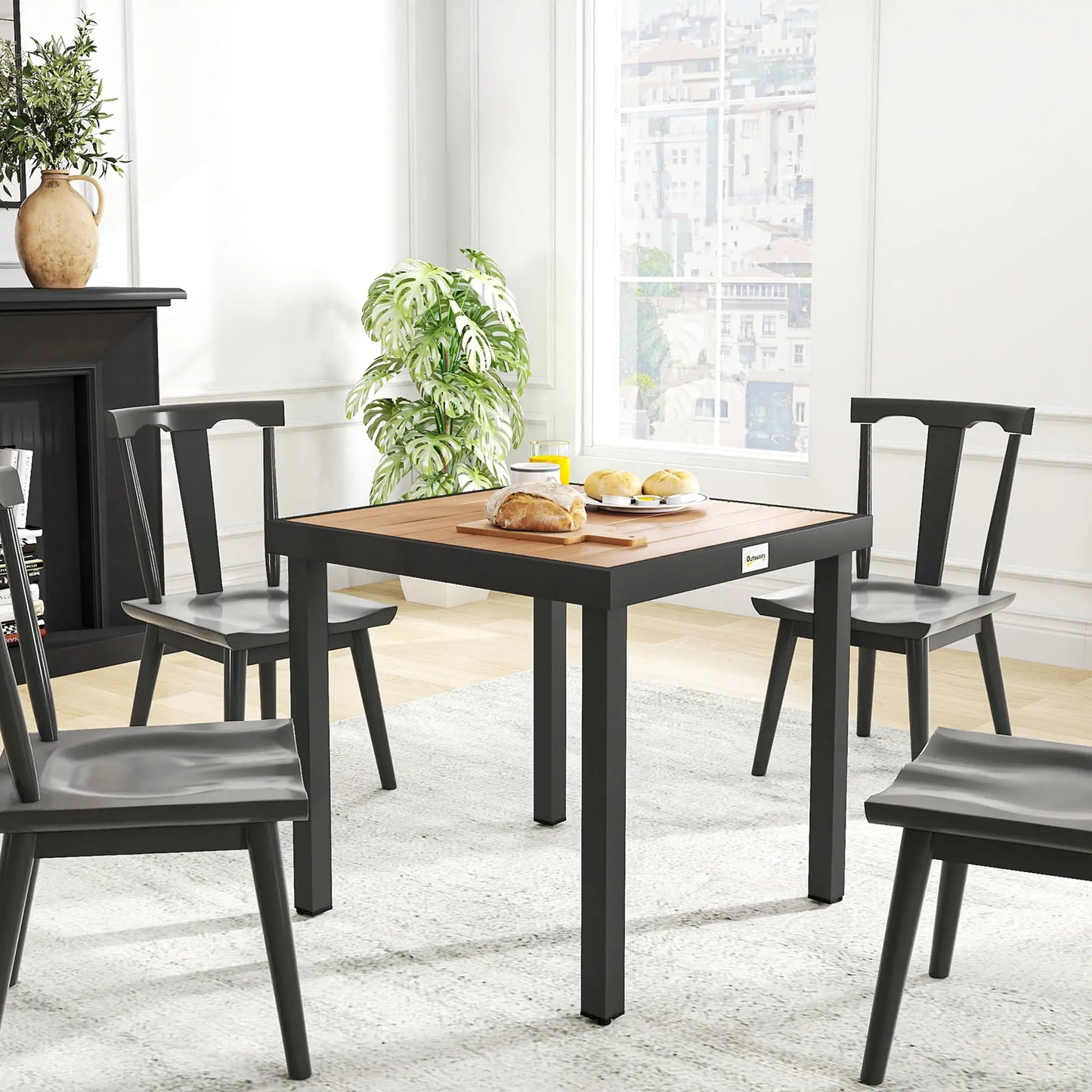 Square Aluminum Patio Dining Table for 4, Outdoor Garden Lawn, Natural Patio Dinning Tables at Gallery Canada