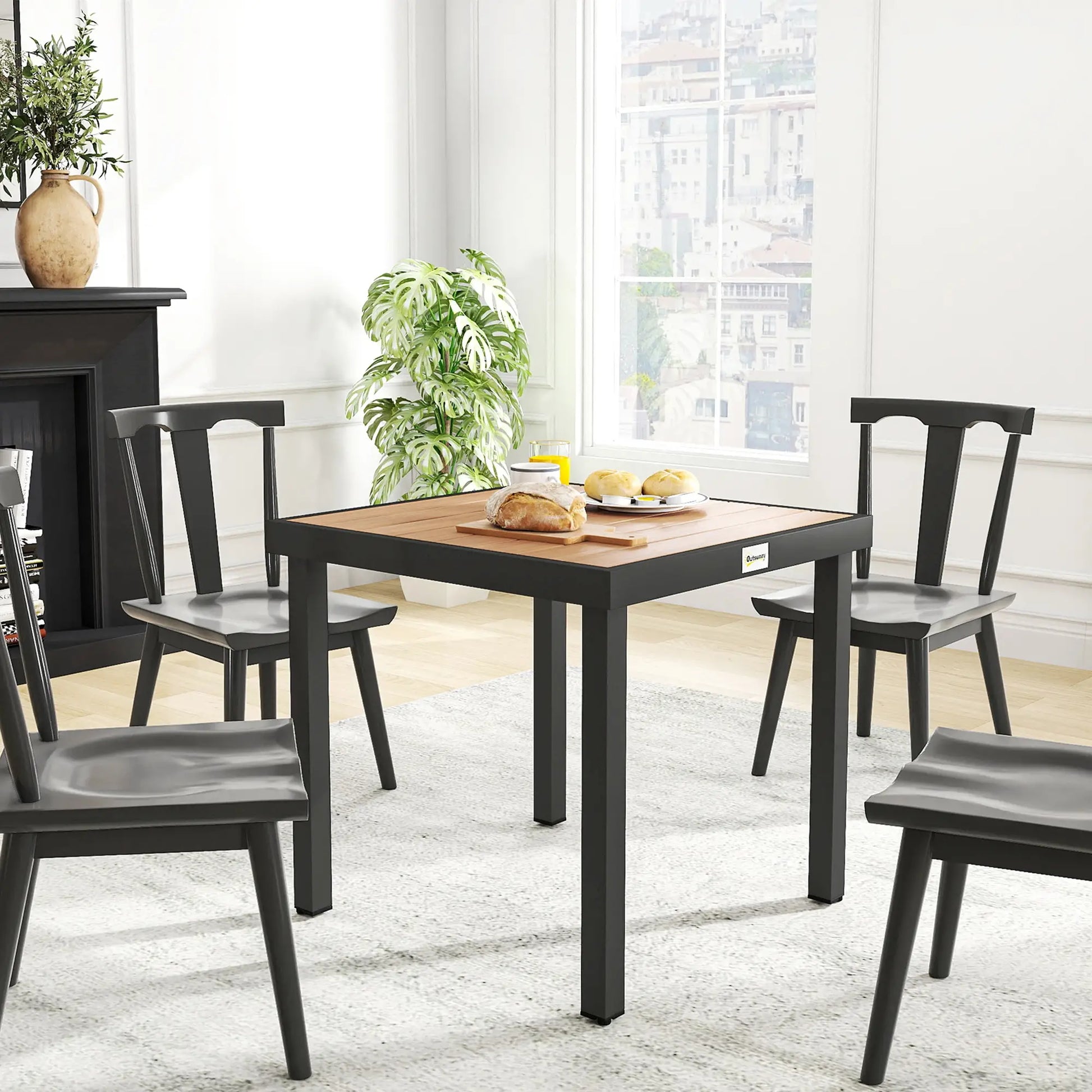 Square Aluminum Patio Dining Table for 4, Outdoor Garden Lawn, Natural Patio Dinning Tables at Gallery Canada