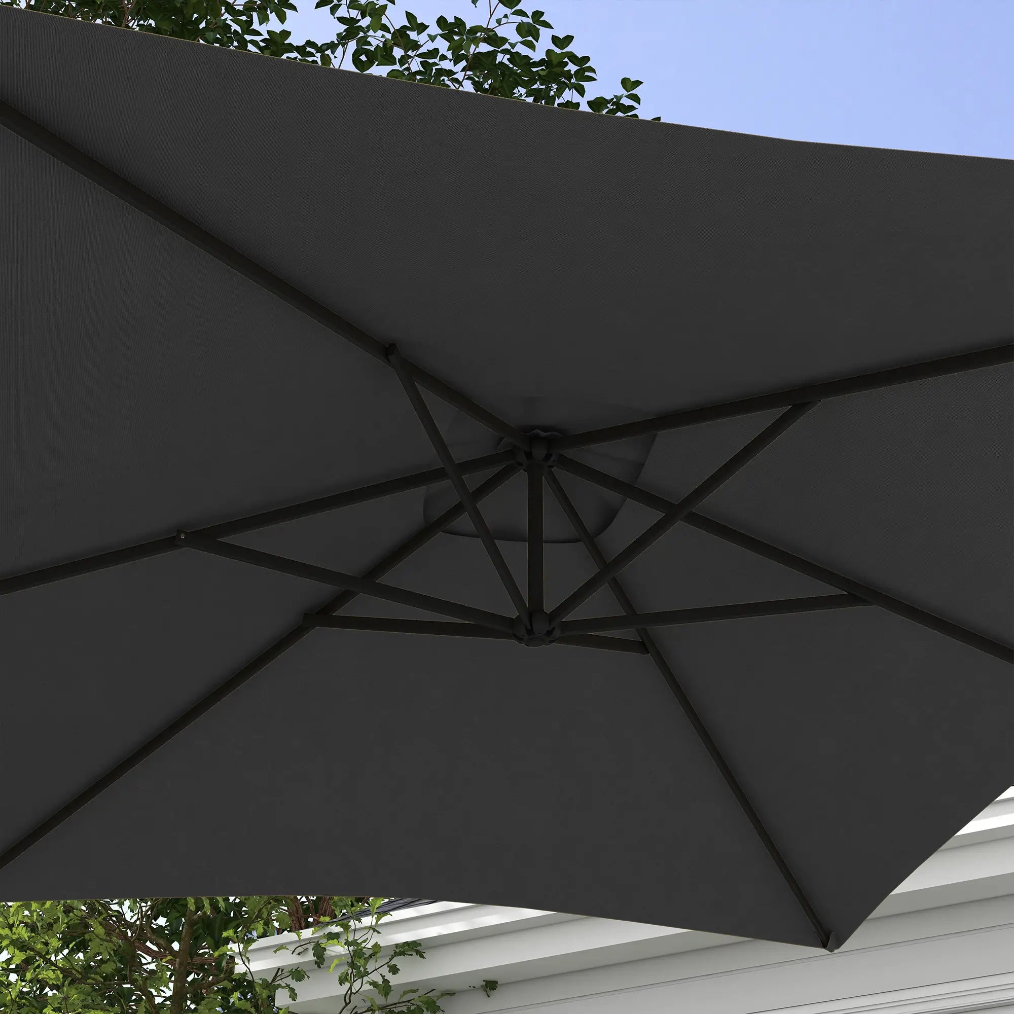 3m Patio Offset Umbrella, With Cross Base, Dark Grey Offset Cantilever Umbrellas at Gallery Canada