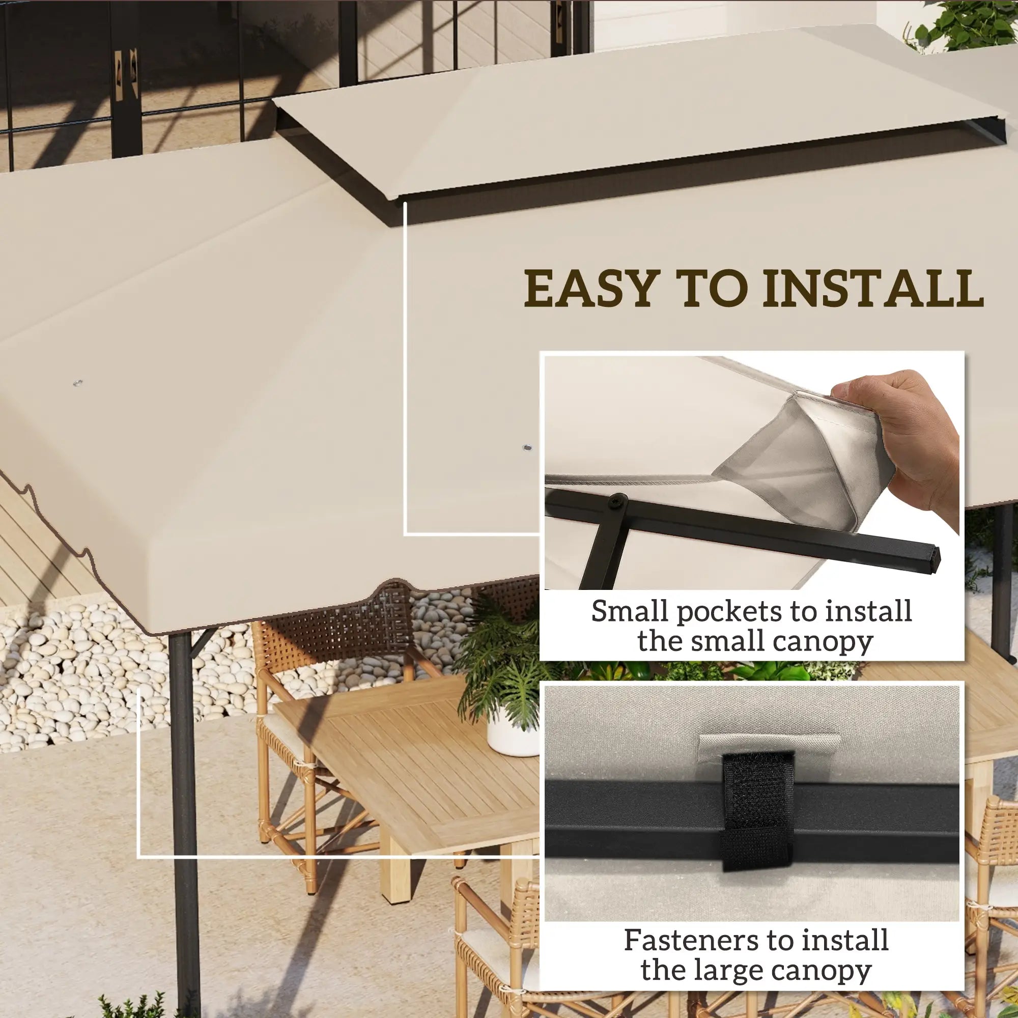 13' x 10' Gazebo Replacement Canopy, Double Vented Roof, Beige Gazebo Canopy Replacement at Gallery Canada