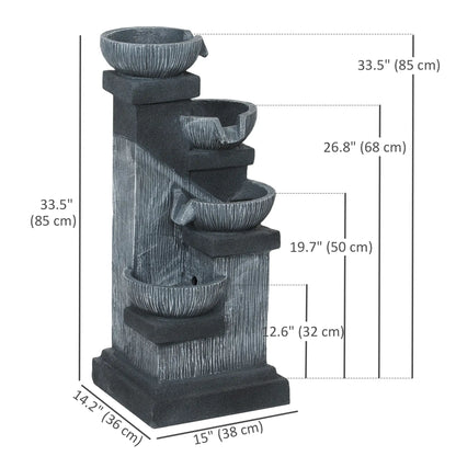 33.5 Inch 4-Tier Resin Cascading Water Fountain, LED Lights, Pump Water Fountains at Gallery Canada