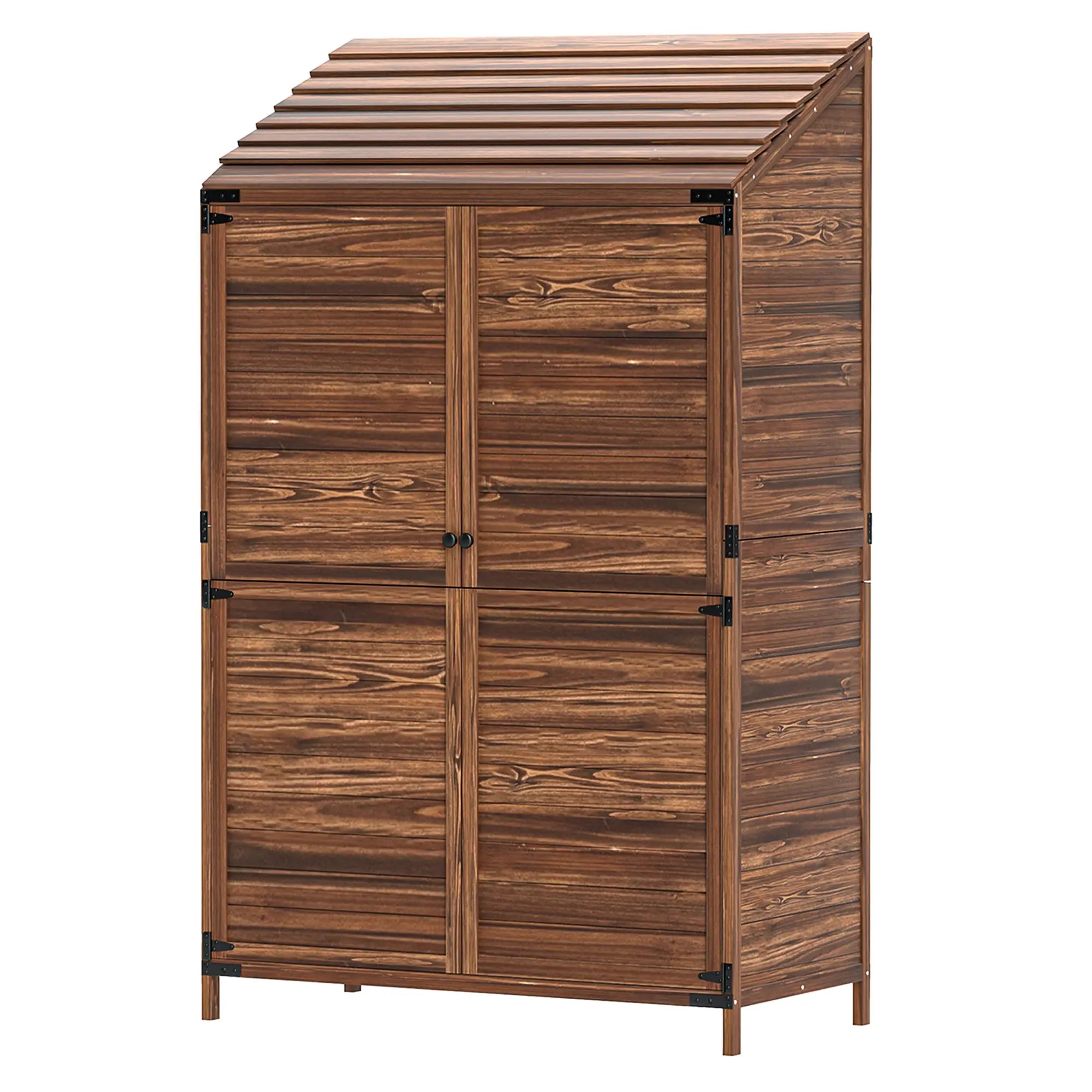Outdoor Wooden Storage Cabinet, Double Doors with Shelves, Mixed-Brown, Brown Sheds Mixed-Brown at Gallery Canada