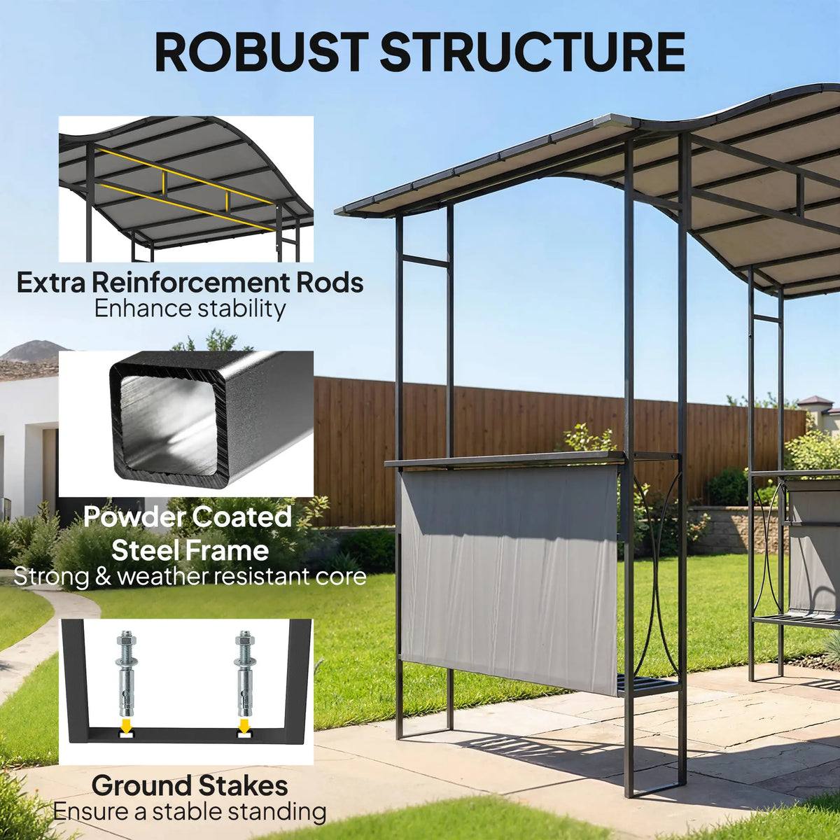 8' x 5' Grill Gazebo Canopy, Outdoor BBQ Shelter, Dark Grey BBQ Grill Gazebos at Gallery Canada
