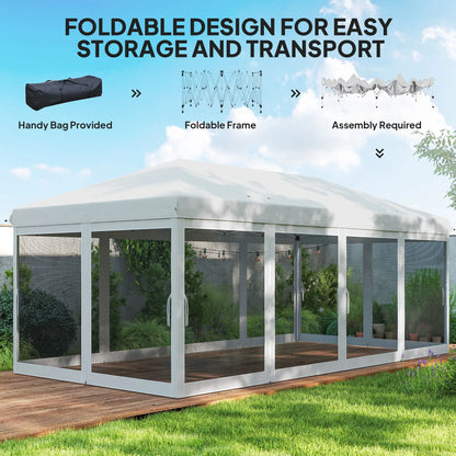10' x 20' Pop Up Canopy Tent Gazebo, Removable Mesh Sidewall, White Pop Up Canopies at Gallery Canada