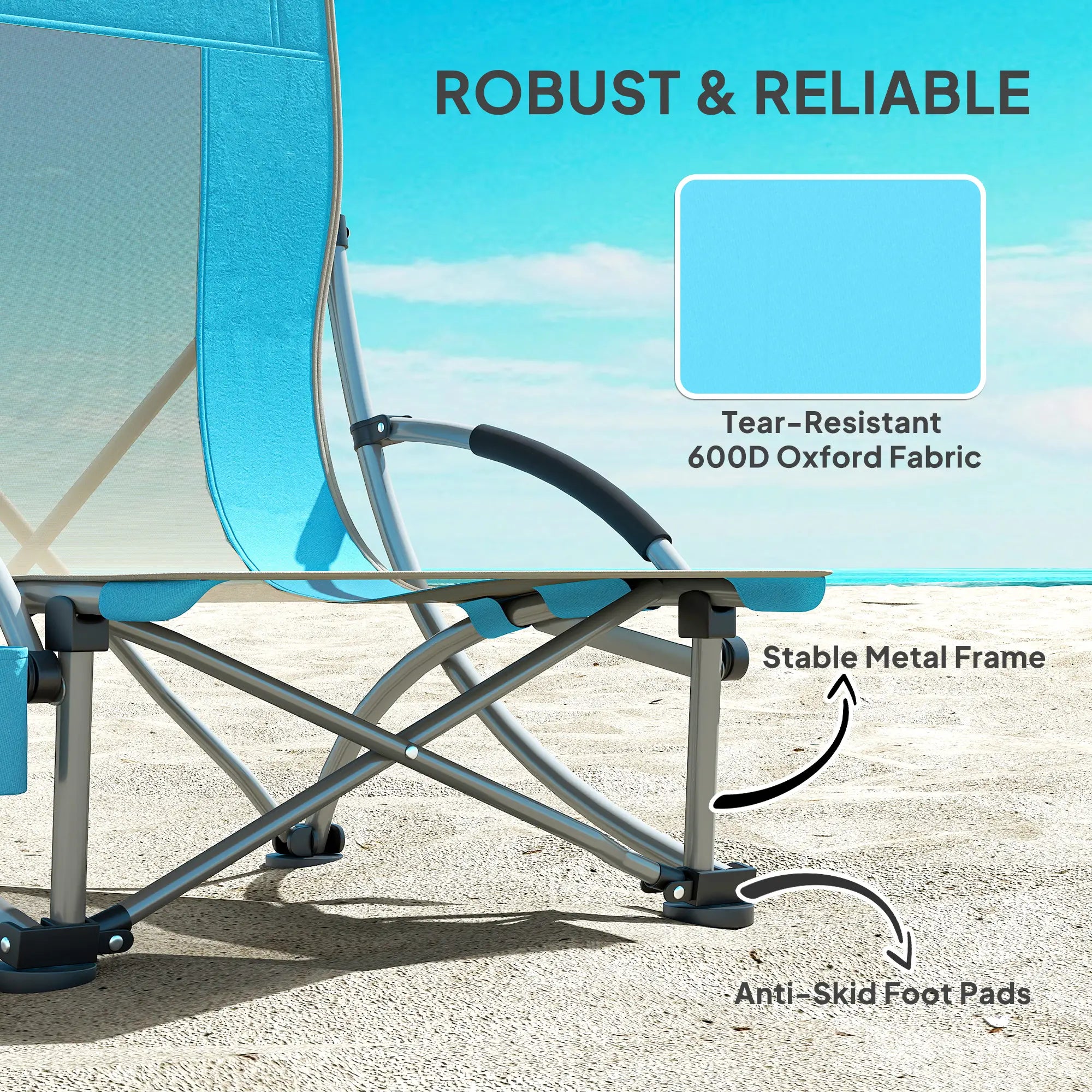 Folding Beach Chairs, Mesh Back, Carry Bag, Cup Holder, 27.6