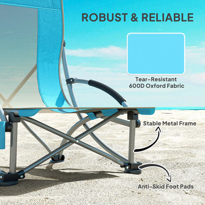Folding Beach Chairs, Mesh Back, Carry Bag, Cup Holder, 27.6" x 22.8" x 31.1" Picnic Tables & Camping Chairs at Gallery Canada