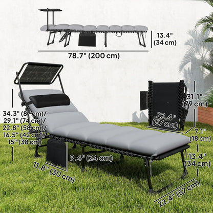 Outdoor Folding Chaise Lounge, 5-Level Adjustable Back, Cushion Lounger Chairs at Gallery Canada