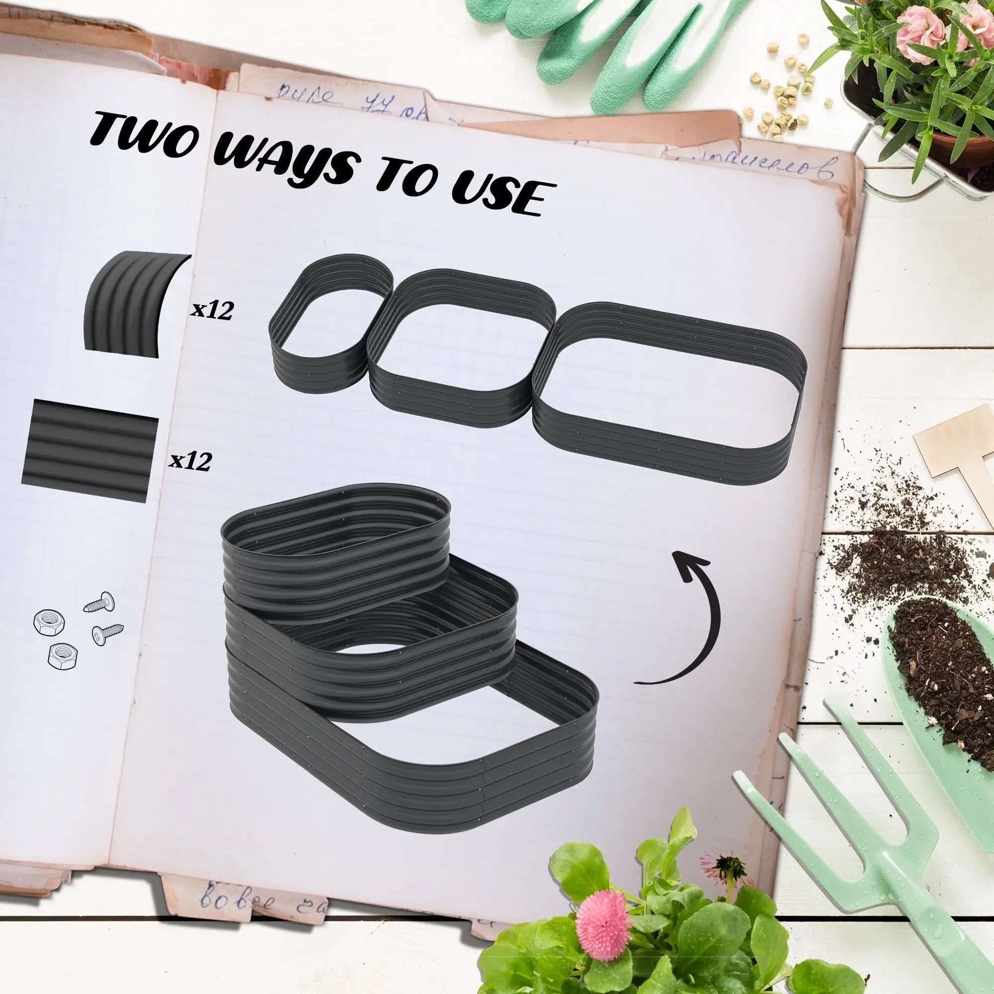 5.2'x3.6'x2.7' Outdoor Raised Garden Bed, 3-Tier Galvanized Planter Box, Grey Raised Garden Beds at Gallery Canada