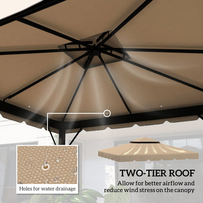 10' x 10' Replacement Canopy, Gazebo Top Cover, Double Vented Roof, Khaki Gazebos at Gallery Canada