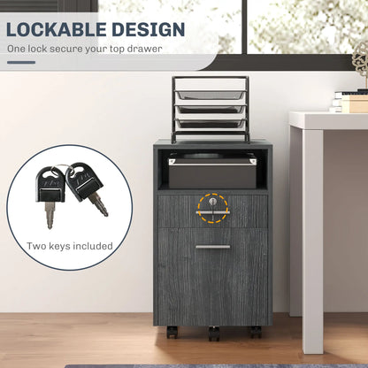 Small 2-Drawer Filing Cabinet, Lockable, On Wheels, Grey Office Cabinets & Cupboards at Gallery Canada