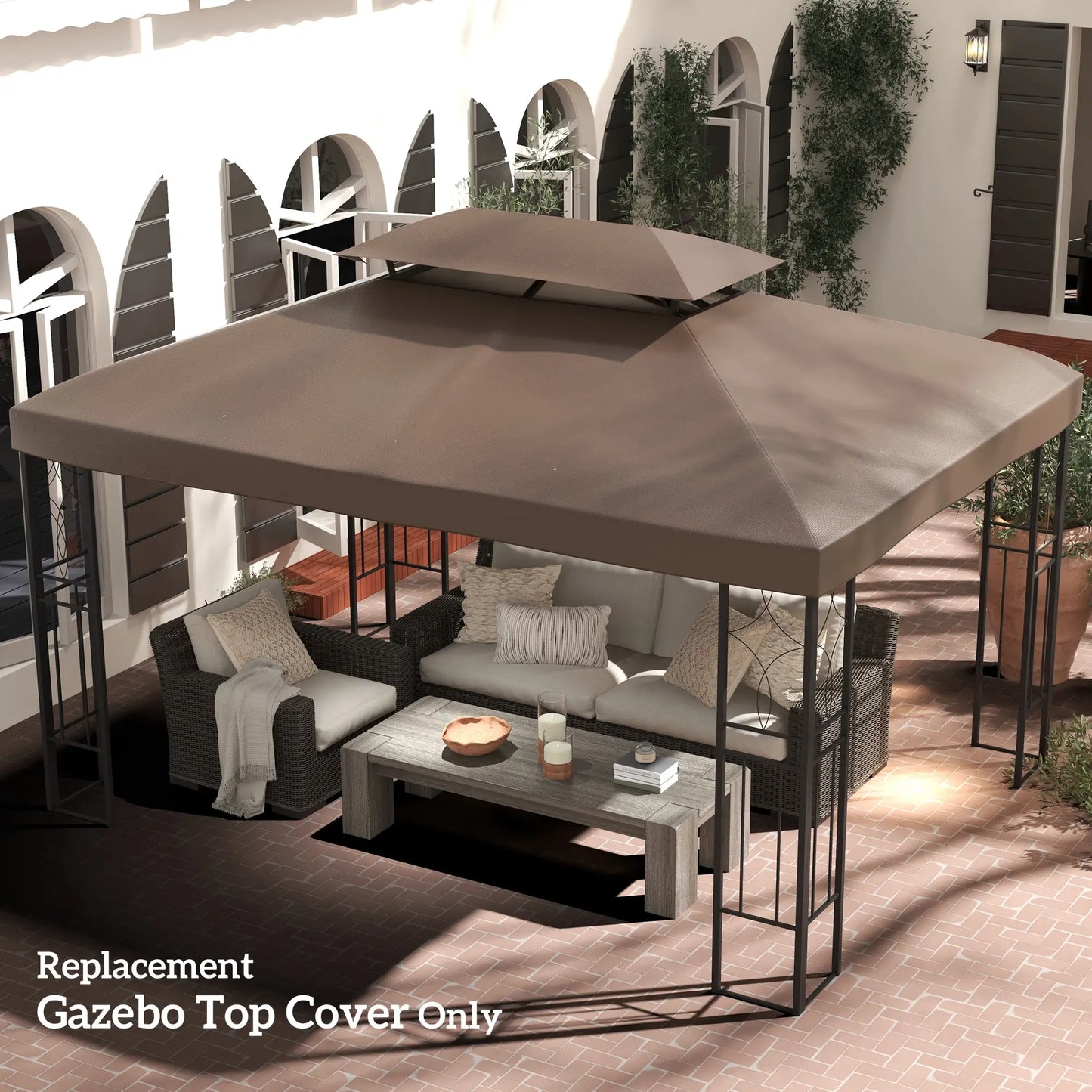 13' x 10' Gazebo Replacement Canopy, 2 Tier Roof, Brown Gazebo Canopy Replacement at Gallery Canada