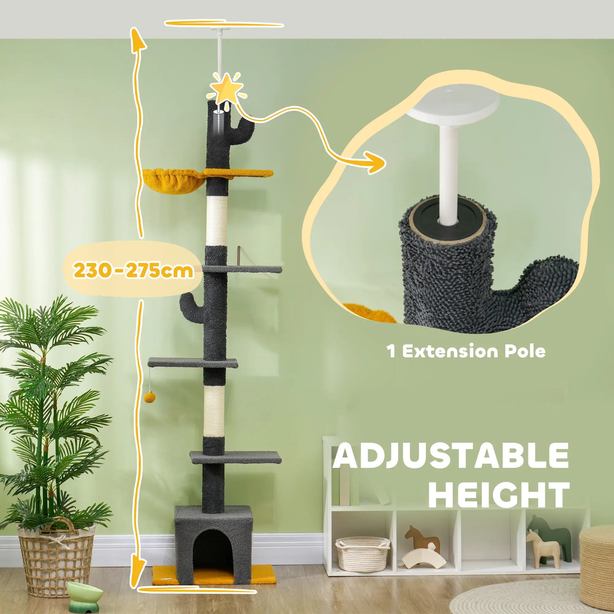 Adjustable Cat Tree Tower, 90.5