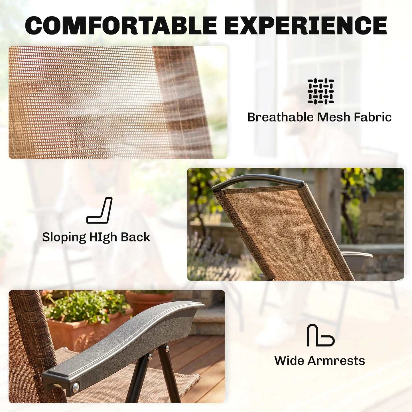Folding Outdoor Bistro Set, Patio Table and Chairs, Brown Bistro Sets at Gallery Canada