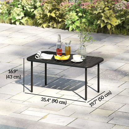 Outdoor Coffee Table, Rectangle Metal Patio Table, All-Weather Slatted Tabletop Patio Side Tables at Gallery Canada