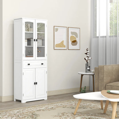 63" 4-Door Kitchen Pantry Cabinet, Adjustable Shelves, White Kitchen Pantry Cabinets at Gallery Canada