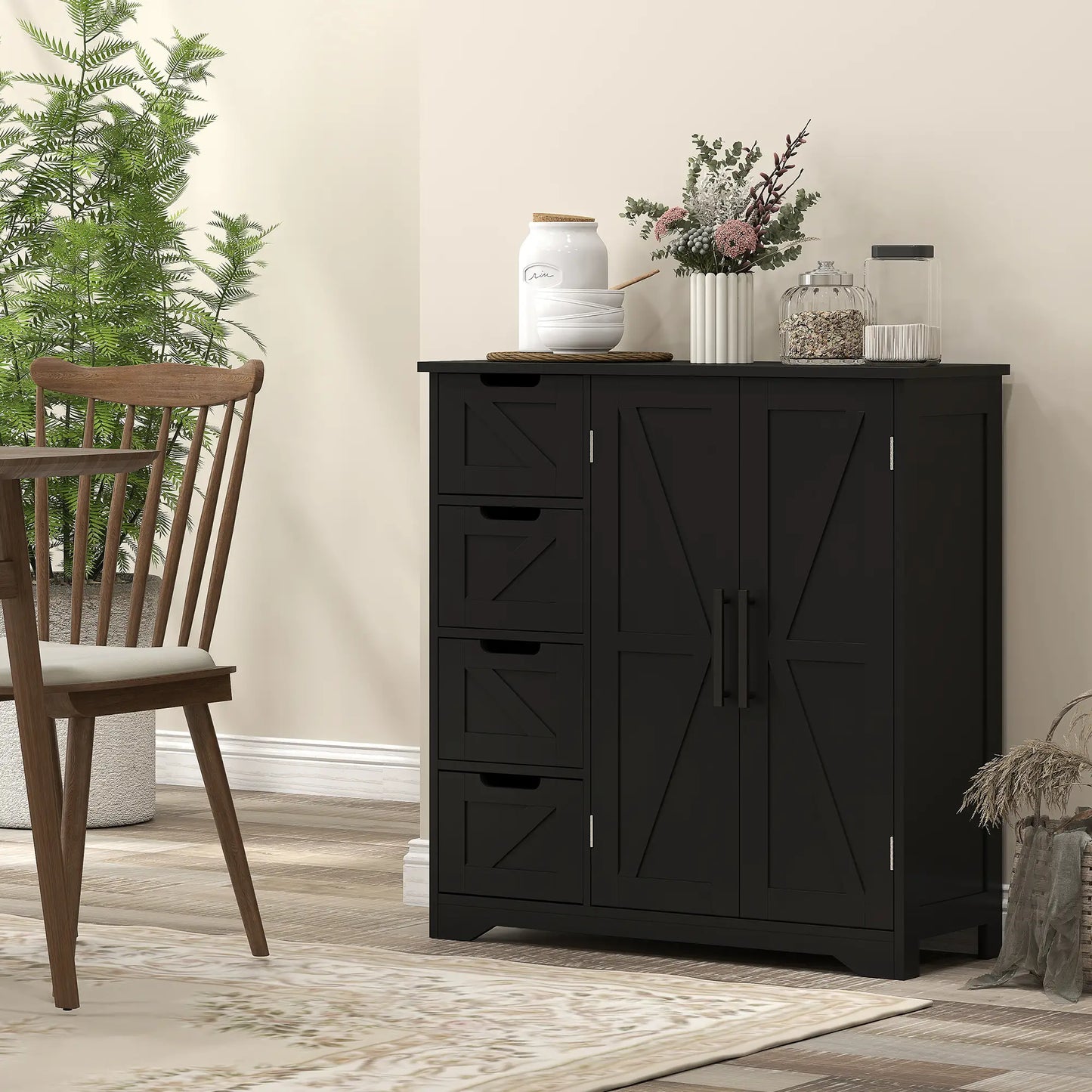 Farmhouse Bathroom Floor Cabinet, Adjustable Shelf, Black Bathroom Cabinets at Gallery Canada