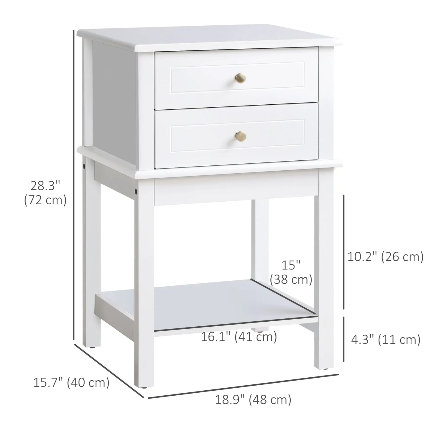 Modern Sofa Side Table with Drawers, Storage Shelf, White Side Tables at Gallery Canada