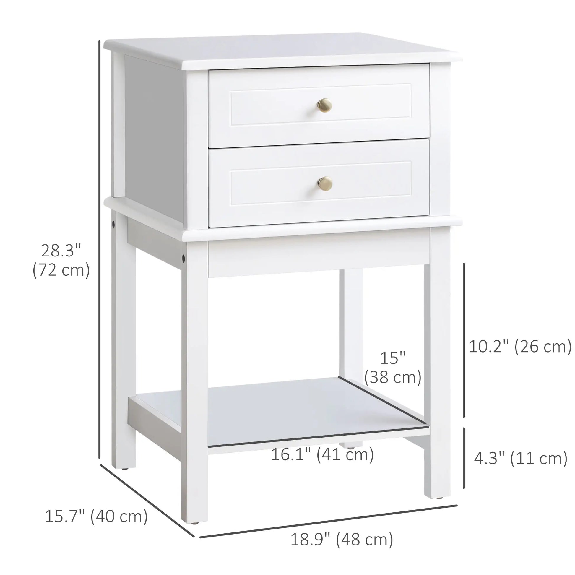 Modern Sofa Side Table with Drawers, Storage Shelf, White Side Tables at Gallery Canada