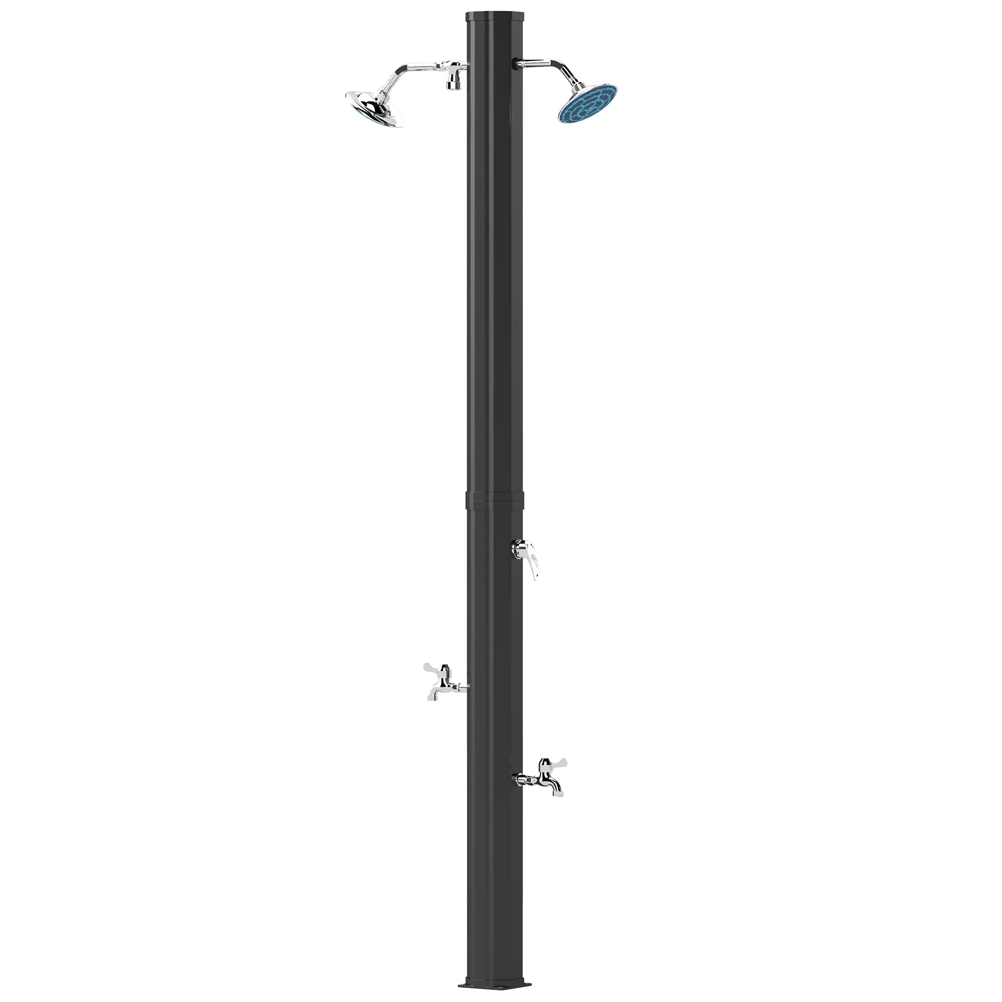 Solar Heated Outdoor Shower, 9.2 Gallon, 7.1ft, 2 Rotating Heads Outdoor Swimming Pools & Hot Tubs Black at Gallery Canada