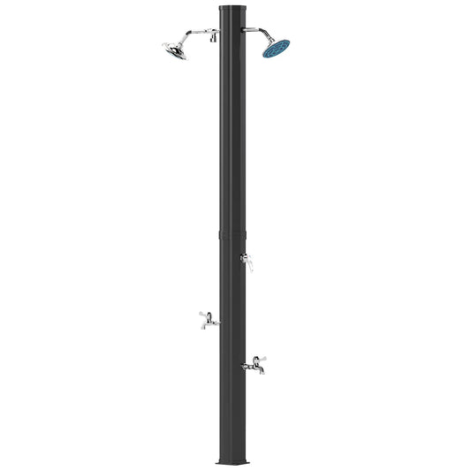 Solar Heated Outdoor Shower, 9.2 Gallon, 7.1ft, 2 Rotating Heads Outdoor Swimming Pools & Hot Tubs Black at Gallery Canada
