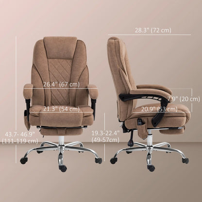 Massage Office Chair, Heated Reclining with Footrest, Adjustable Height, Brown Office Chairs at Gallery Canada