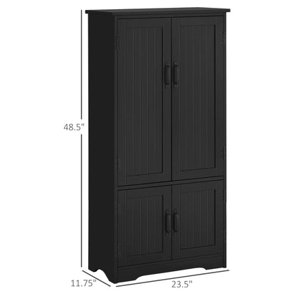 48" 4-Door Storage Cabinet, Adjustable Shelves, Black Kitchen Pantry Cabinets at Gallery Canada