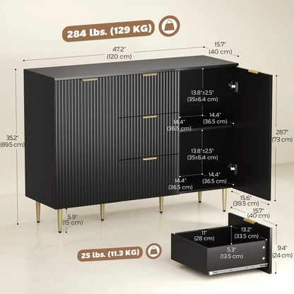Modern Kitchen Storage Cabinet, 3 Drawers, Adjustable Shelves, Black Bar Cabinets at Gallery Canada
