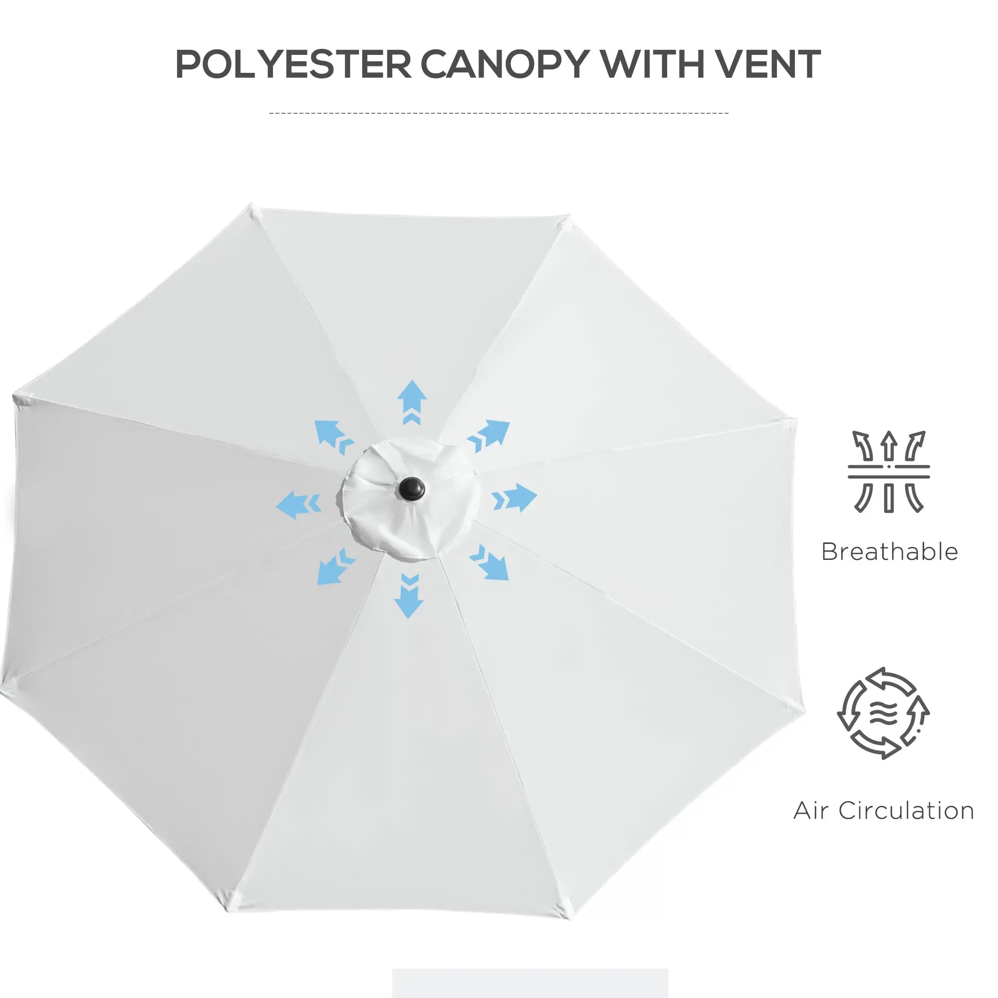 10' x 8' Round Patio Umbrella, Crank Handle, Tilt, White Sun Umbrellas at Gallery Canada