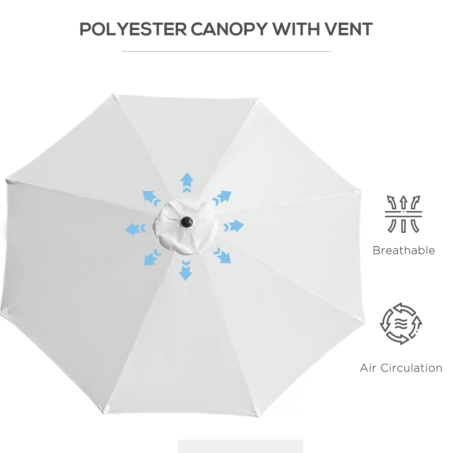 10' x 8' Round Patio Umbrella, Crank Handle, Tilt, White Sun Umbrellas at Gallery Canada