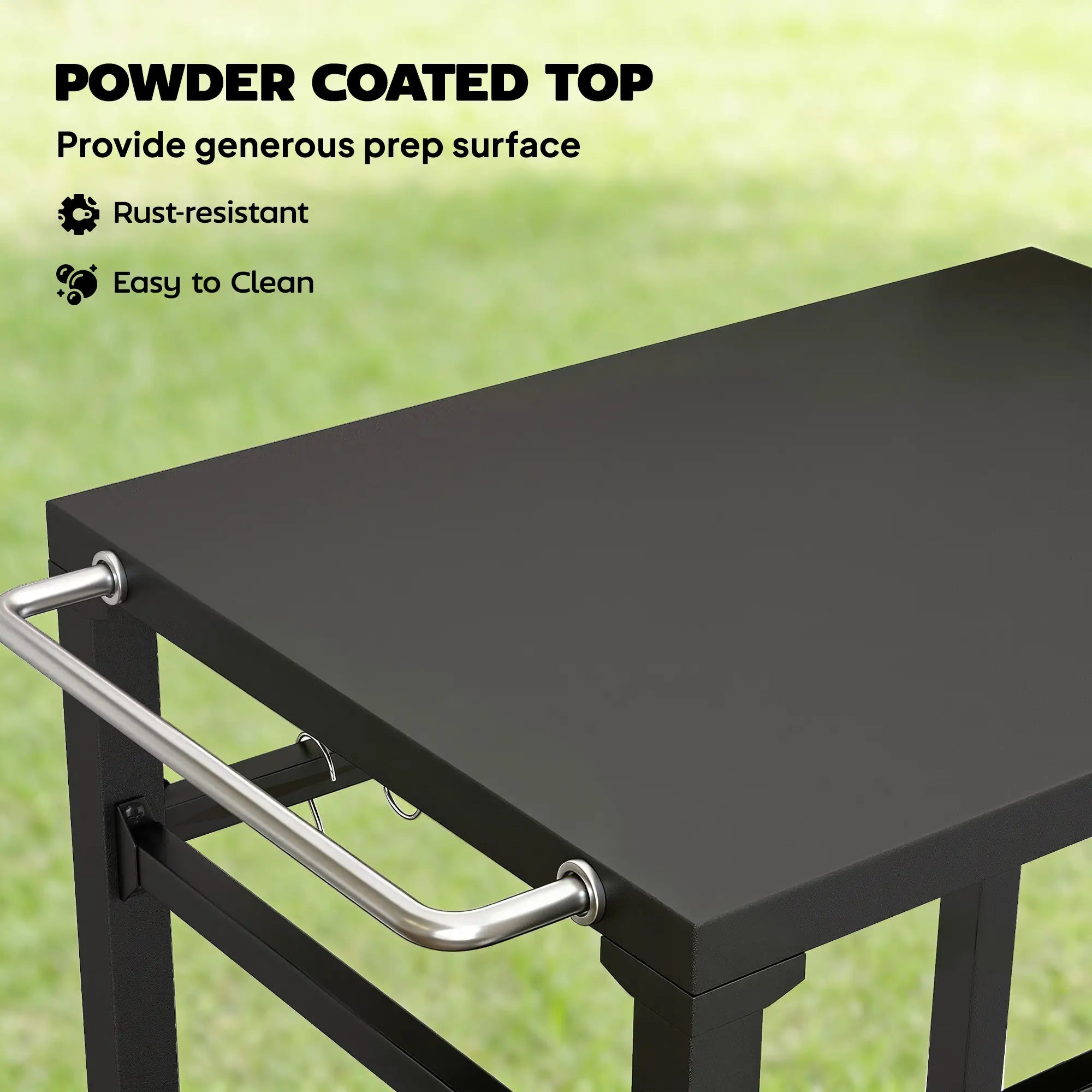 Outdoor Grill Cart, Pizza Oven Stand, 2-Tier Prep Station, Black Outdoor Grill Carts at Gallery Canada