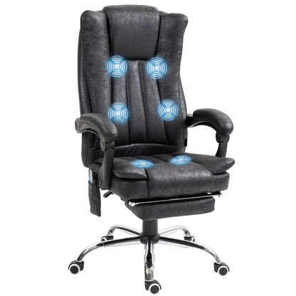 Office Chair, 6-Point Vibration Massage, Micro Fiber Recliner, Retractable Footrest, Black Massage Chairs at Gallery Canada