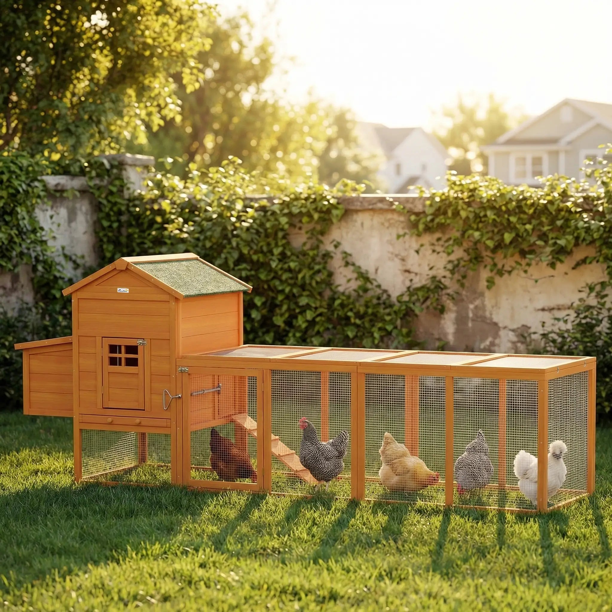 117 Extra Large Chicken Coop, Asphalt Roof, Wooden Hen House, Slide-out Tray, Quail Hutch, Nesting Box, Orange Chicken Coops at Gallery Canada