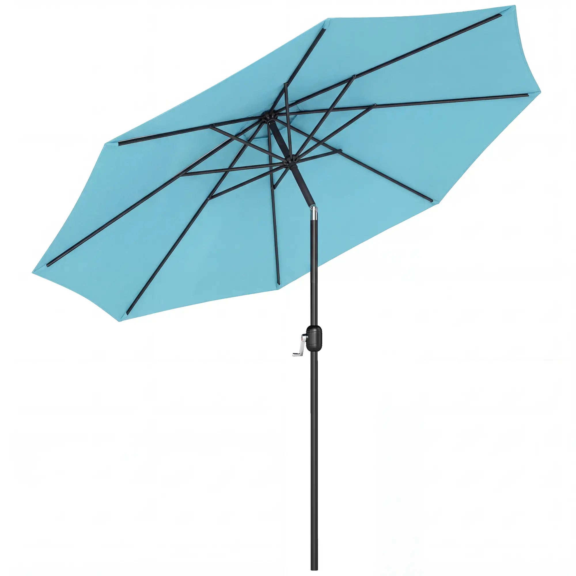 10' x 8' Round Market Umbrella, Crank Handle, Tilt, Sky Blue Sun Umbrellas at Gallery Canada