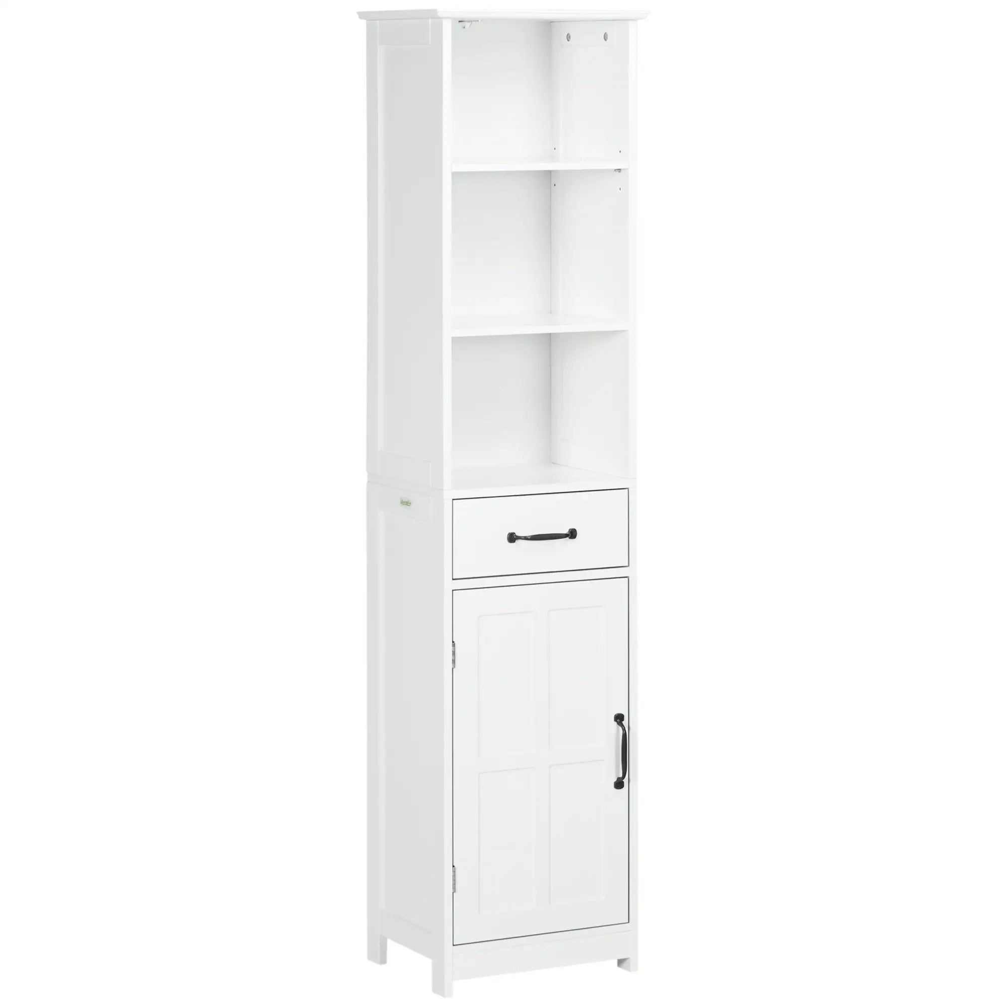 Modern Bathroom Cabinet, 3 Open Shelves, Drawer, Adjustable Shelf, White Bathroom Cabinets White at Gallery Canada