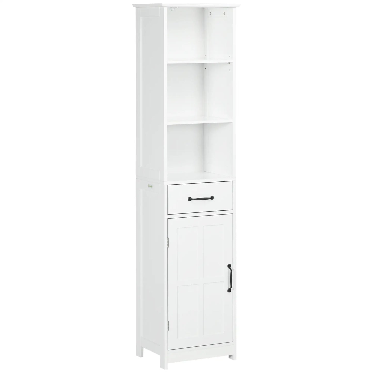 Modern Bathroom Cabinet, 3 Open Shelves, Drawer, Adjustable Shelf, White Bathroom Cabinets White at Gallery Canada