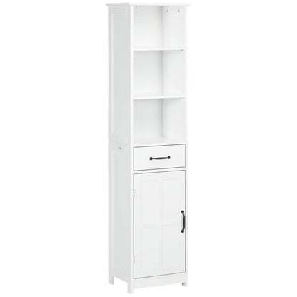 Modern Bathroom Cabinet, 3 Open Shelves, Drawer, Adjustable Shelf, White Bathroom Cabinets White at Gallery Canada