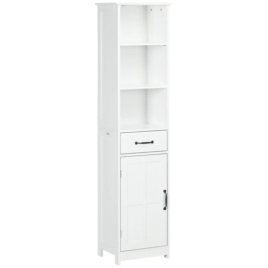 Modern Bathroom Cabinet, 3 Open Shelves, Drawer, Adjustable Shelf, White Bathroom Cabinets White at Gallery Canada