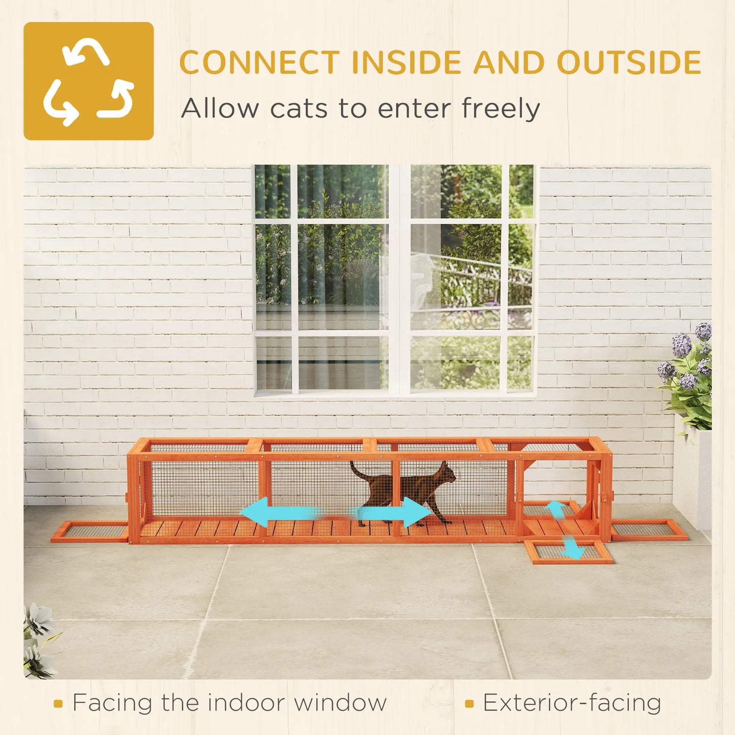 79" L-Shape Cat Tunnel, Extendable Enclosure, Indoor Outdoor, Orange Outdoor Cat Enclosures at Gallery Canada