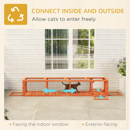 79" L-Shape Cat Tunnel, Extendable Enclosure, Indoor Outdoor, Orange Outdoor Cat Enclosures at Gallery Canada