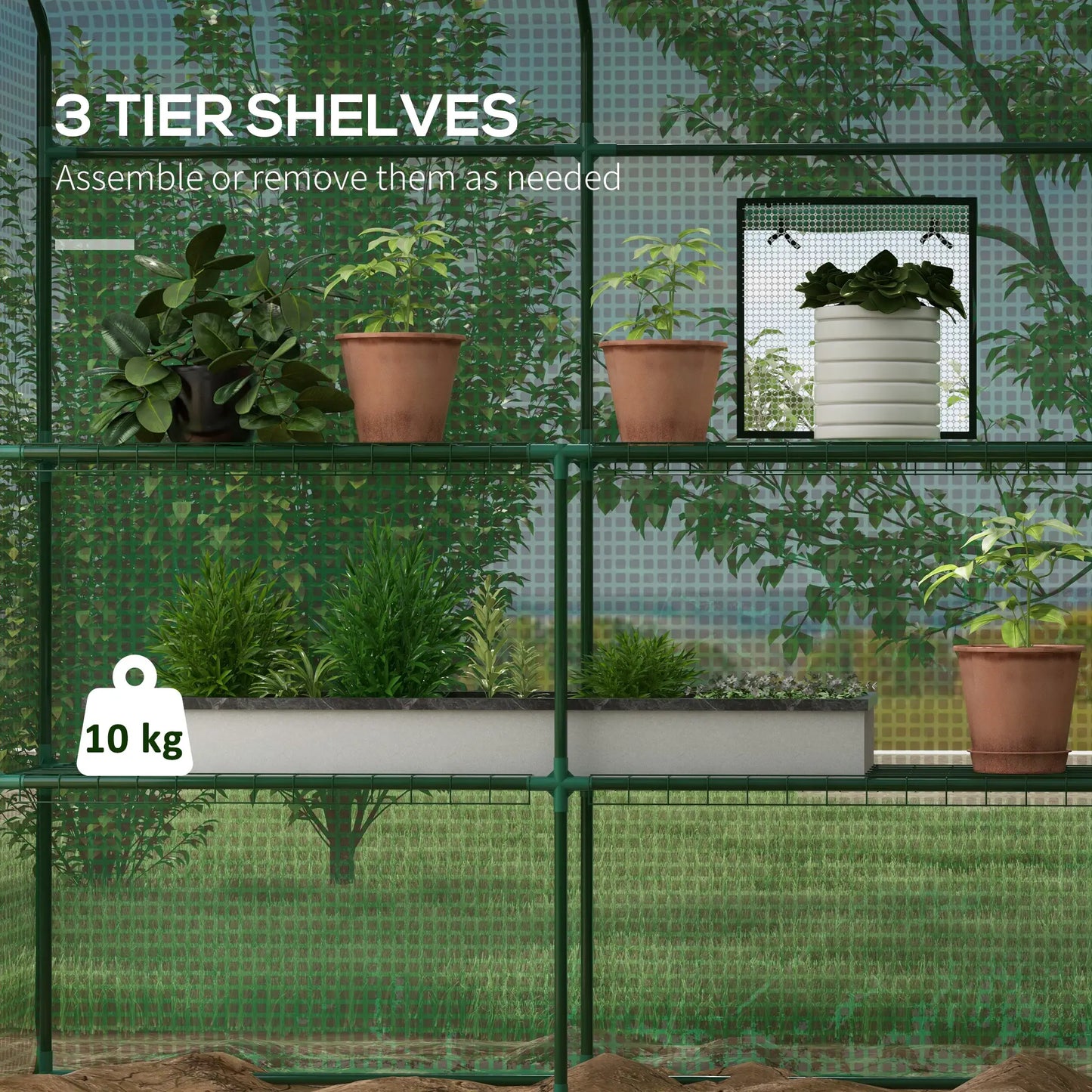 4.6' x 4.7' x 6.2' Walk-in Greenhouse, 3 Tier 8 Shelves, Reinforced PE Cover, Green Walk In Greenhouses at Gallery Canada