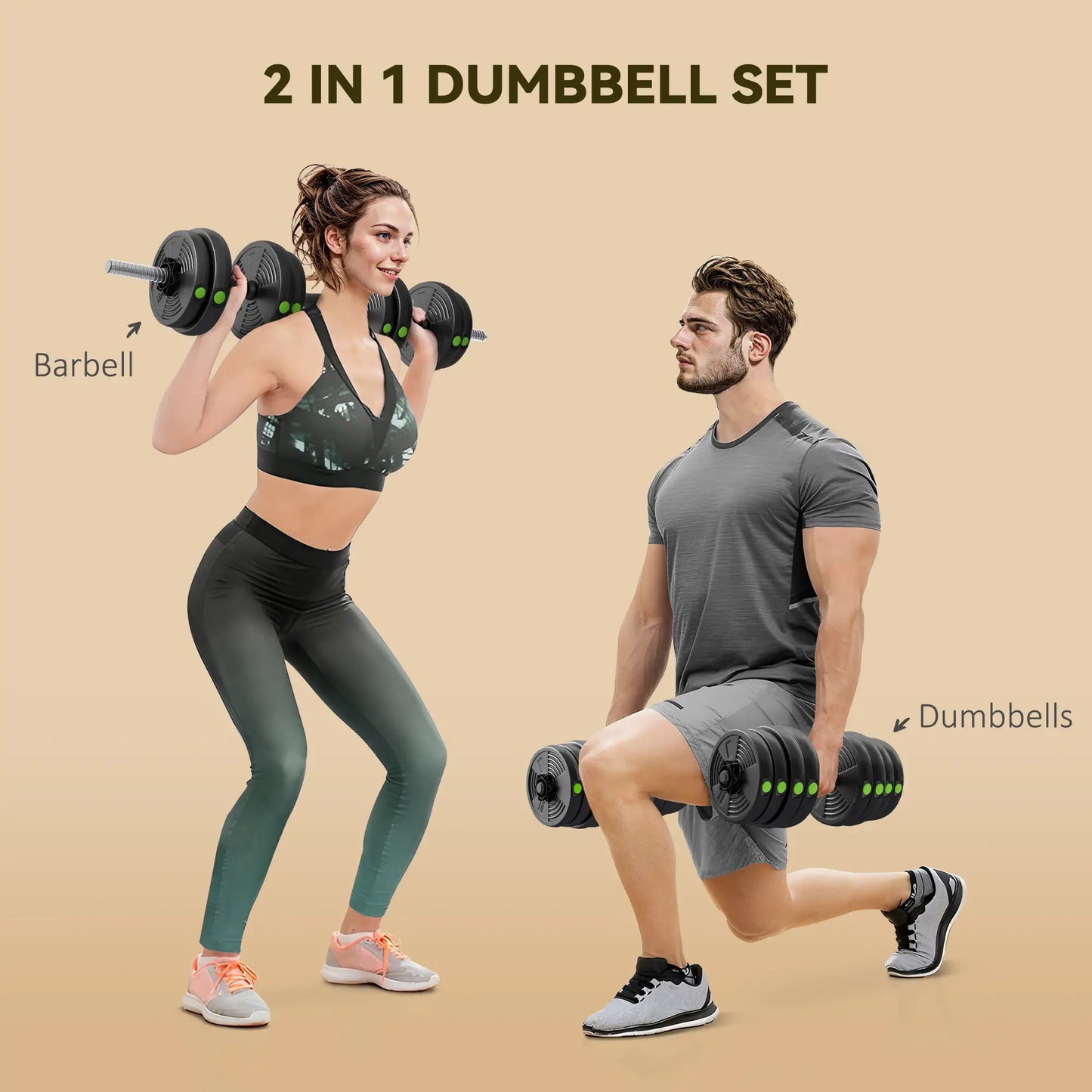 66LBS Adjustable Barbell Dumbbells Set, Non-Slip Handles, Home Gym Dumbbells & Barbells at Gallery Canada