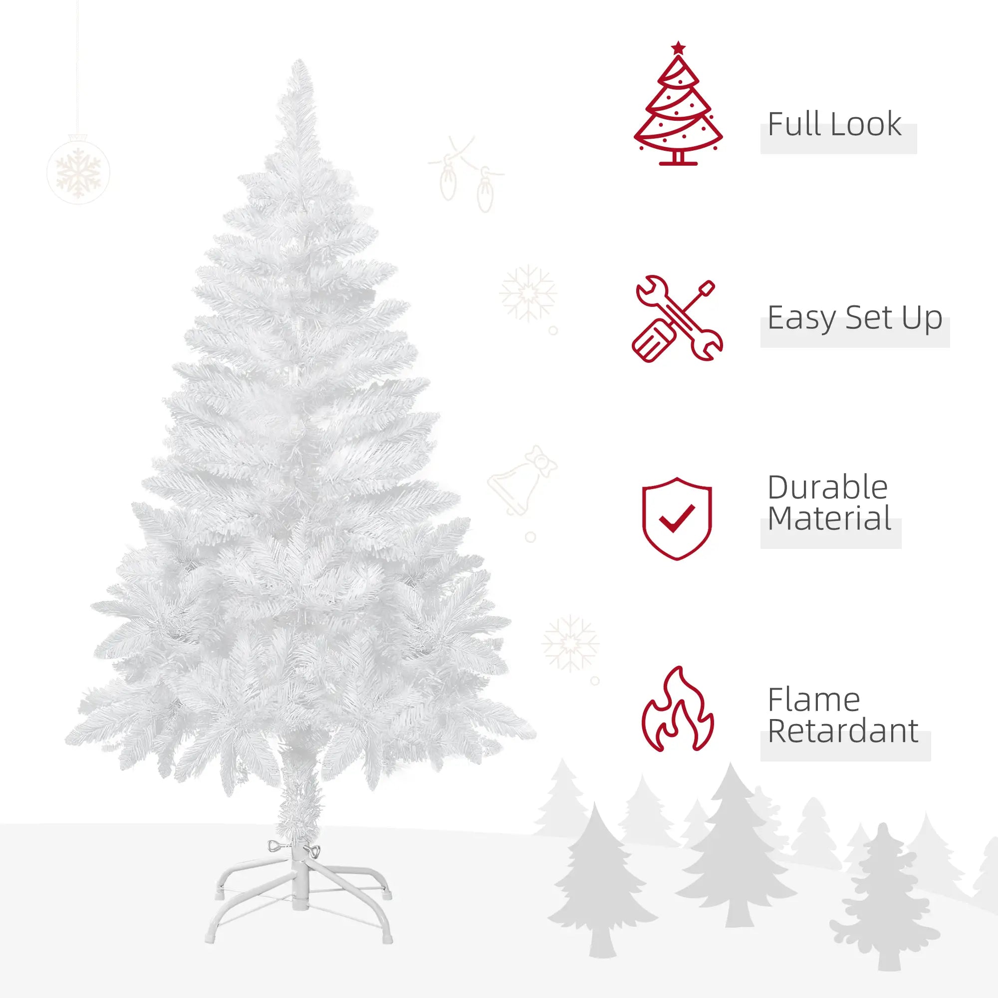 4ft Artificial Christmas Tree, Realistic Pine Branches, Auto Open, Indoor, White Artificial Christmas Trees at Gallery Canada