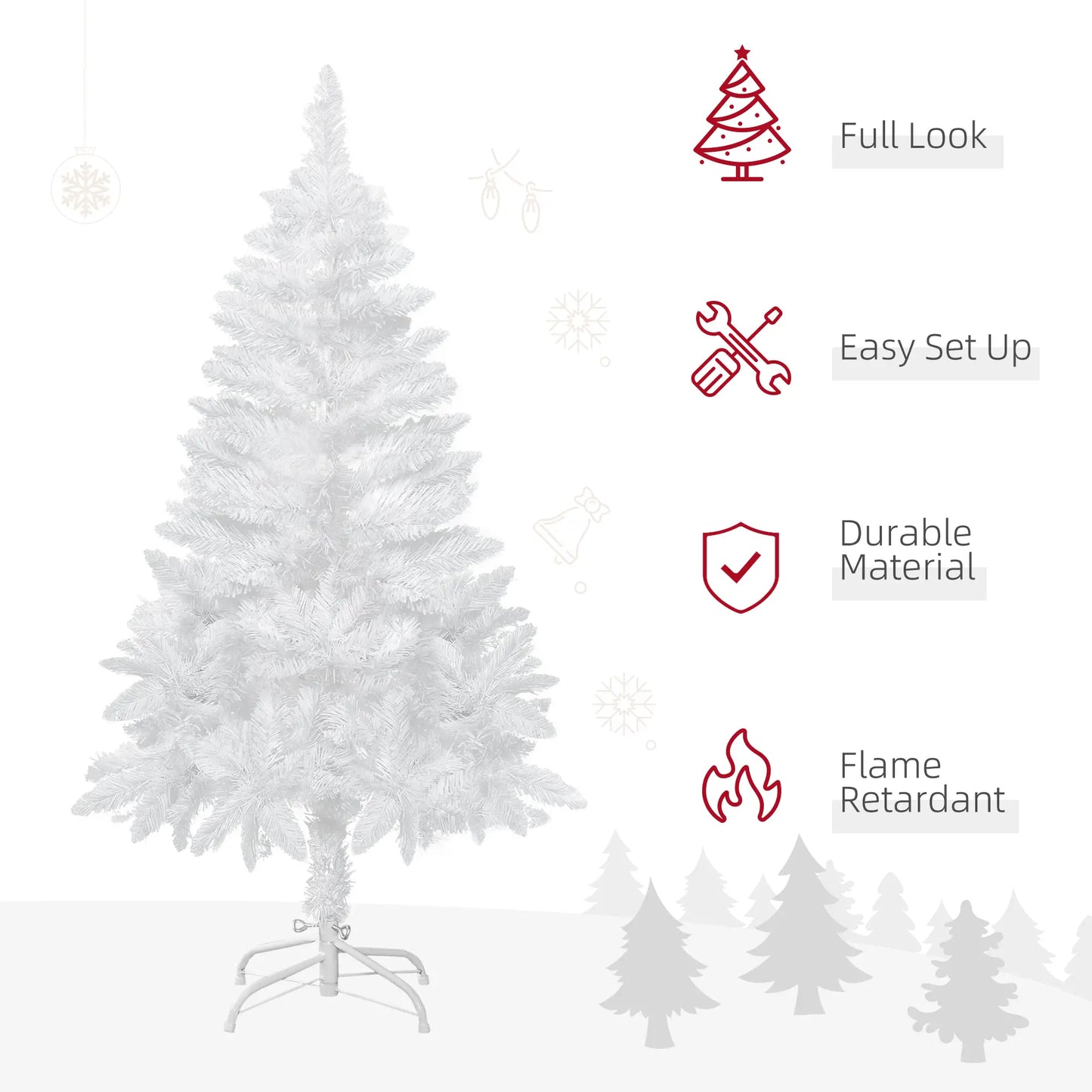 4ft Artificial Christmas Tree, Realistic Pine Branches, Auto Open, Indoor, White Artificial Christmas Trees at Gallery Canada