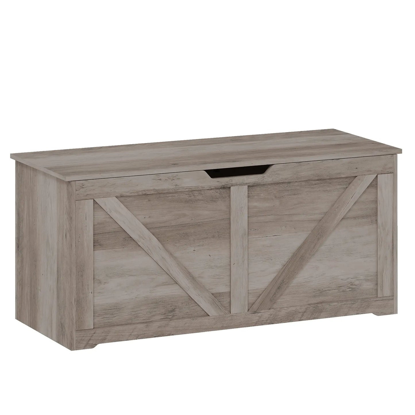 Storage Chest with Safety Hinges, Grey Wood Grain, 39.4 Inches, Grey