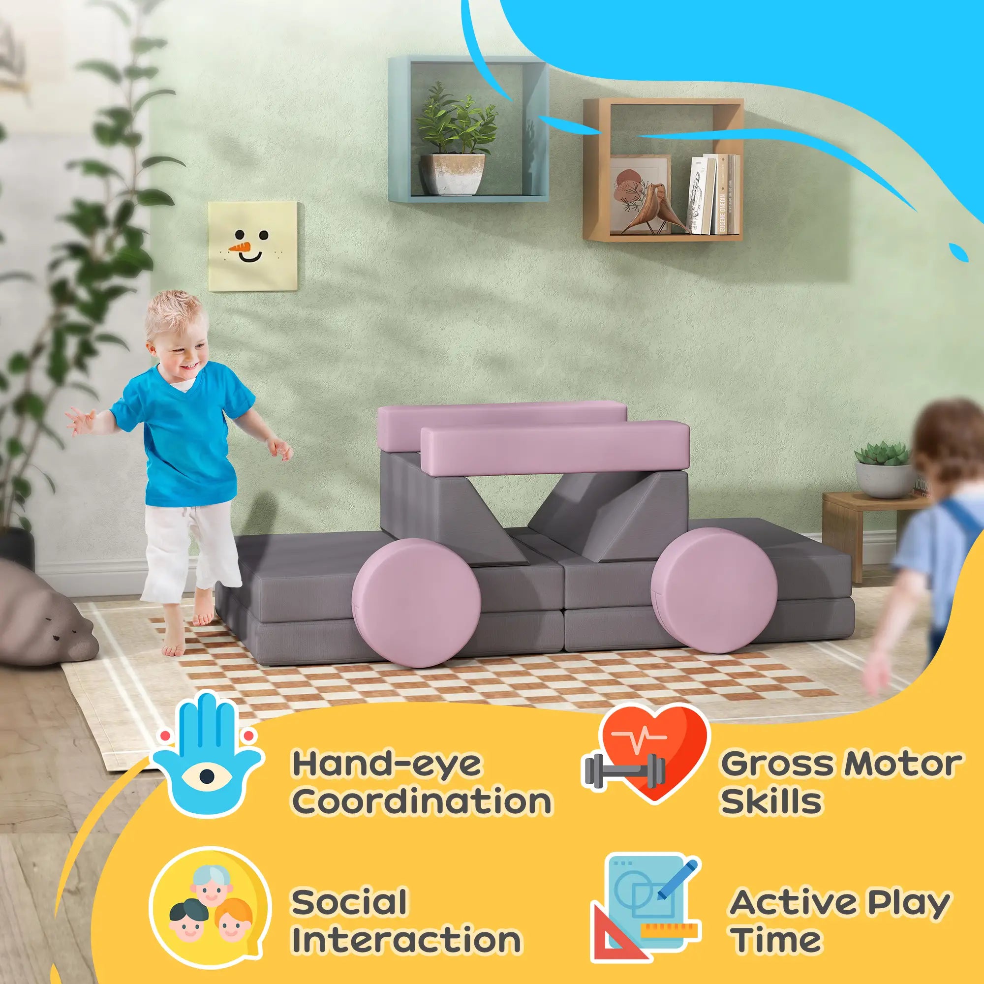 12-Piece Modular Kids Play Couch, Convertible Sofa, Grey Kids Chairs & Seating at Gallery Canada