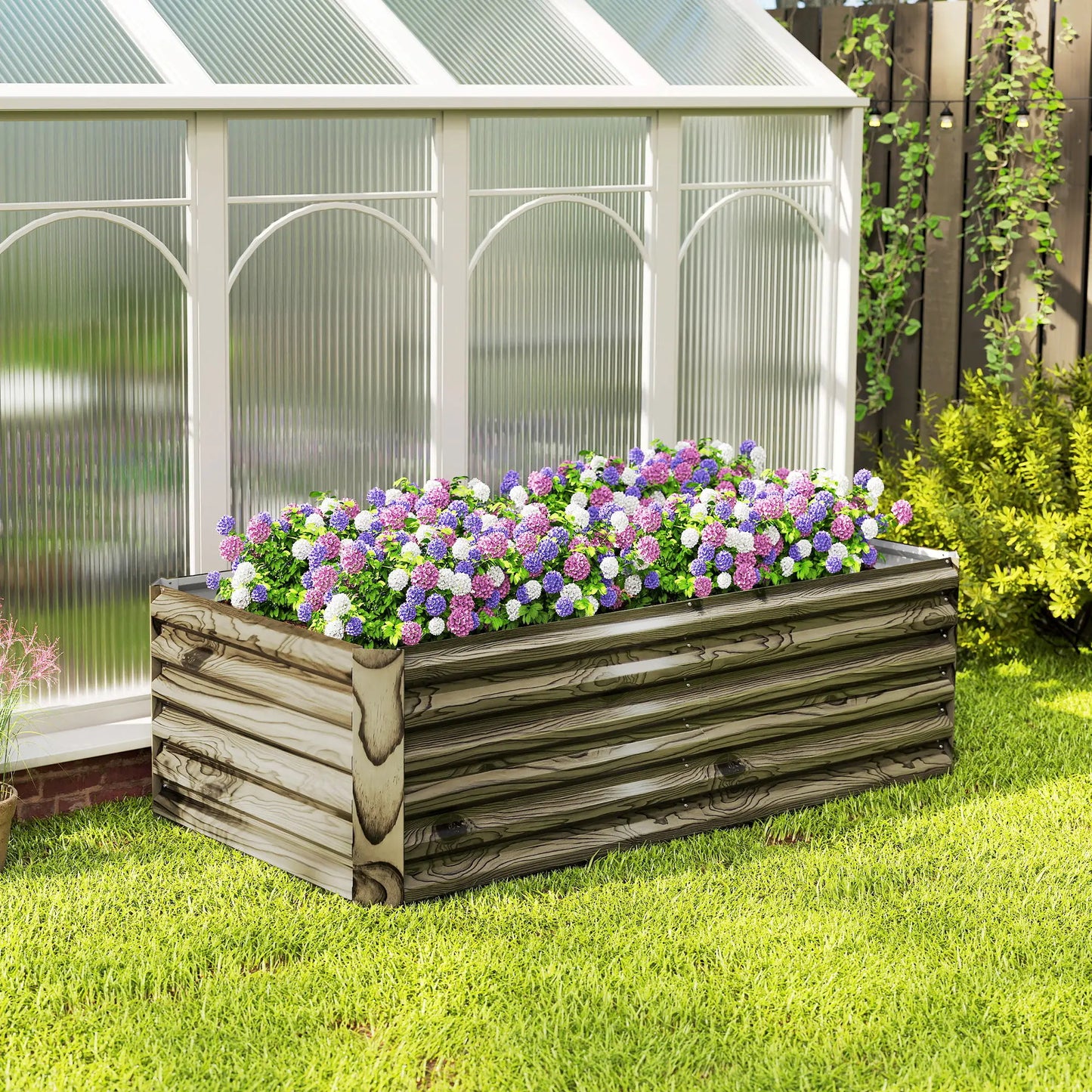 6' x 3' x 2' Raised Garden Bed, Galvanized Planter Box, Light Wood Effect Galvanized Planter Boxes at Gallery Canada