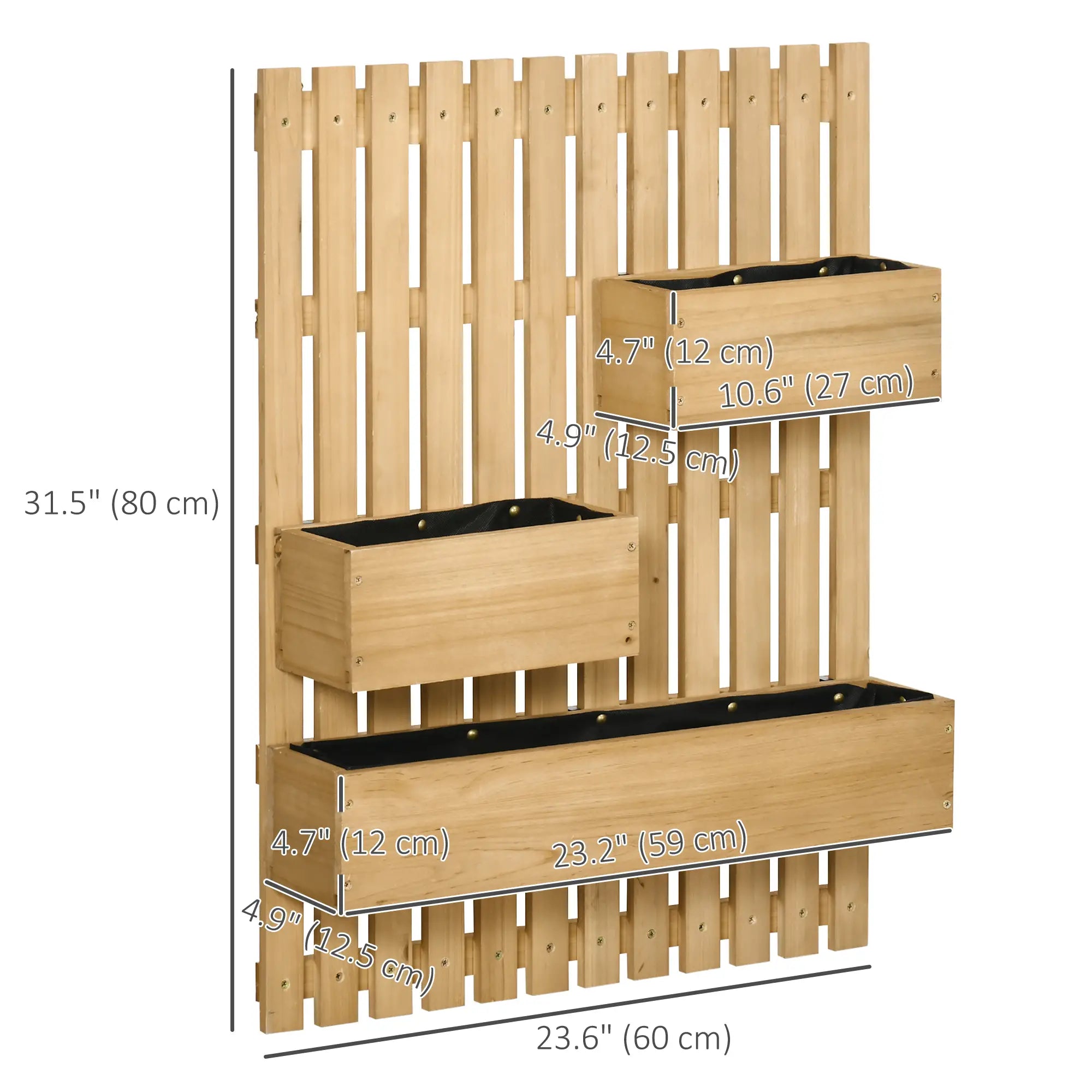 3 Box Raised Garden Bed with Trellis, Wall-Mounted Wood Planter Raised Garden Beds at Gallery Canada